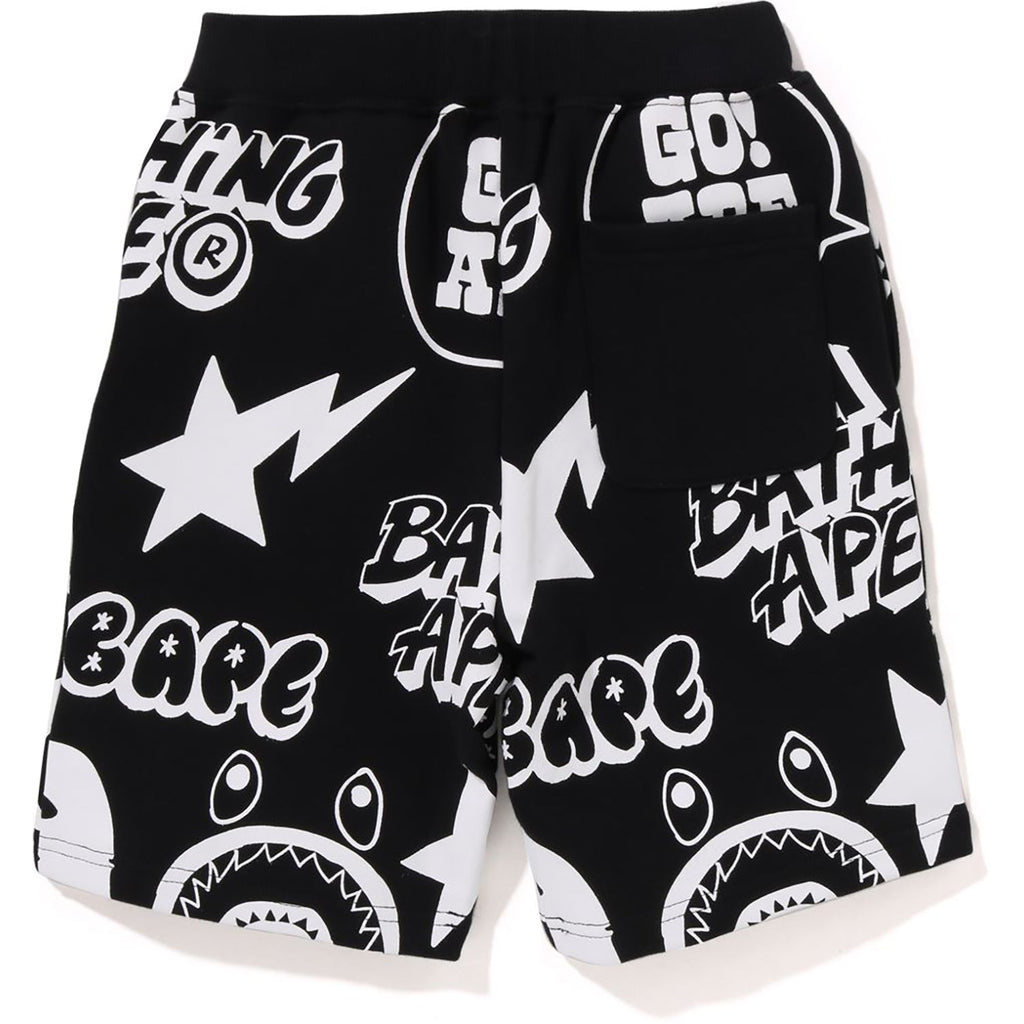 BAPE GRAFFITI PATTERN SWEAT SHORTS KIDS